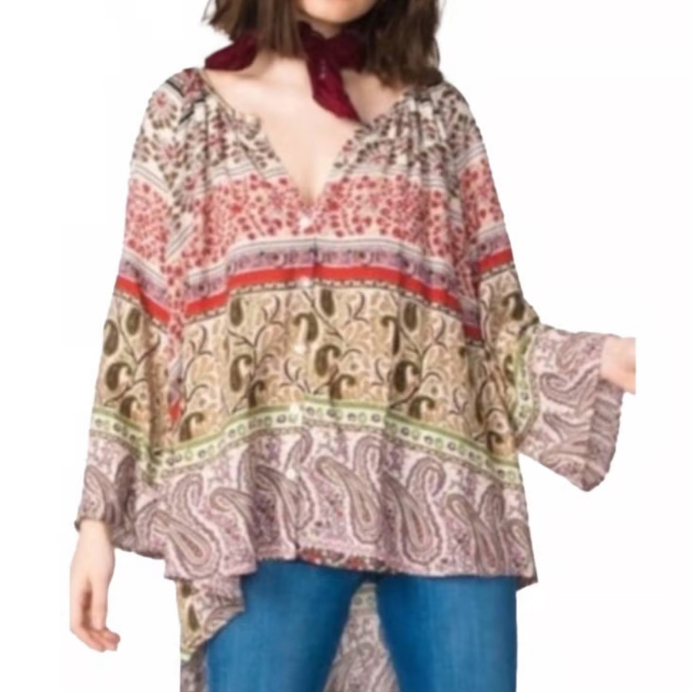 Show Me Your MuMu Paisley Floral Catalina Cup Tunic Sz S Oversized